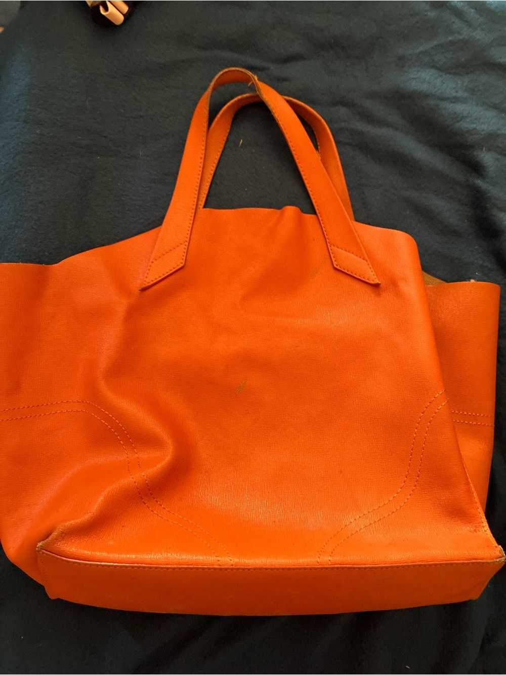 Furla Bright Orange Leather Shoulder Tote